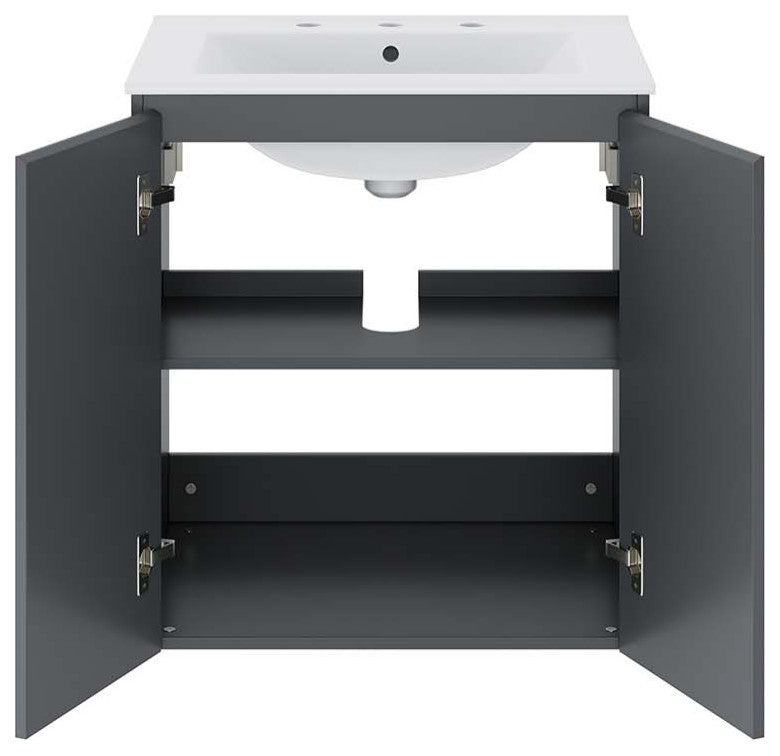 Bryn 24" Wall-Mount Bathroom Vanity, Gray White