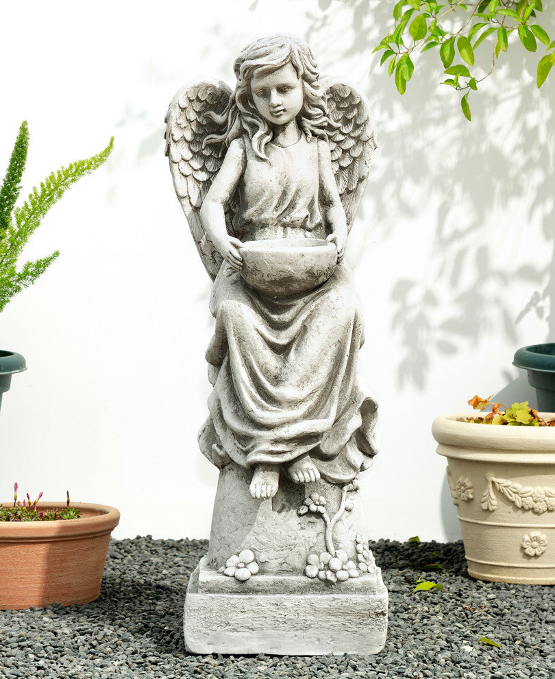 31.25"H MGO Angel Garden Statue With a Birdbath