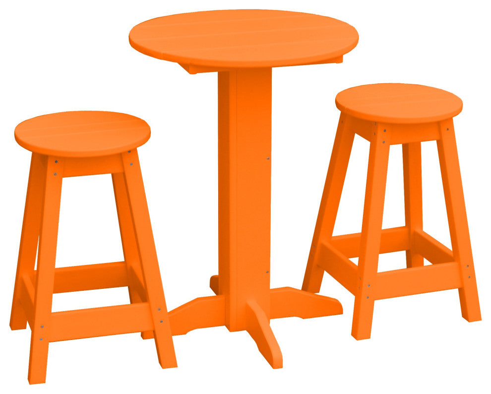 Poly Lumber Bistro Set, Orange, Round