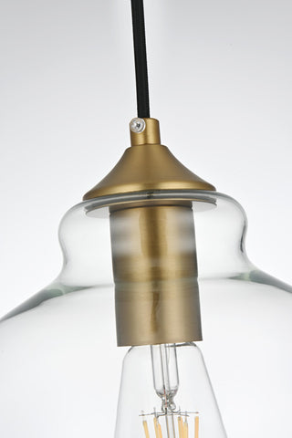 Home Living 8" Pendant Clear Shade, Satin Gold