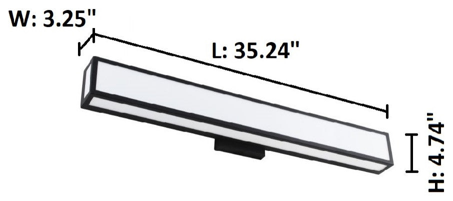 Maska 1-Light LED Vanity Light Matte Black  Acrylic, 35"