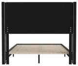 Hollis Upholstered Platform Bed with Wingback Headboard w/Mattress Foundation, Charcoal, Full