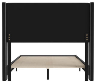 Hollis Upholstered Platform Bed with Wingback Headboard w/Mattress Foundation, Charcoal, Full