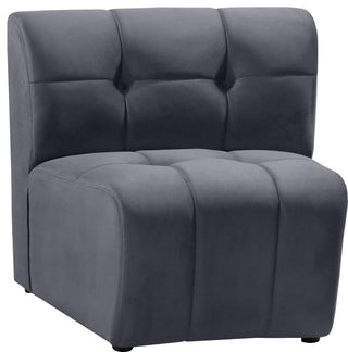 Limitless Velvet Upholstered 1-Piece Modular Chair, Gray