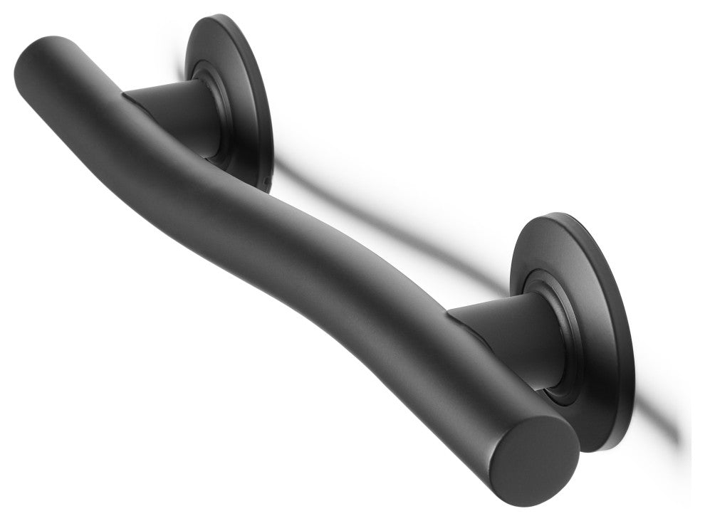 Wave Design Shower Grab Bar, Matte Black, 18"