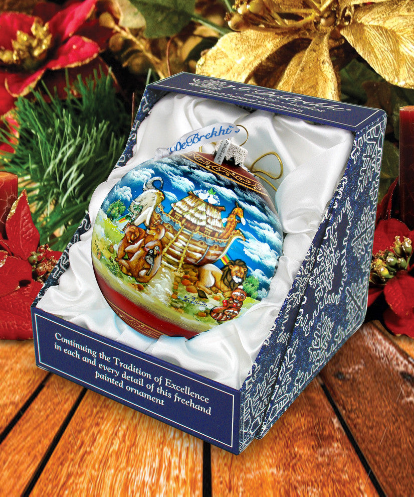 Hand Painted Scenic Glass Ornament Noah Ark Ball, Limited Edition