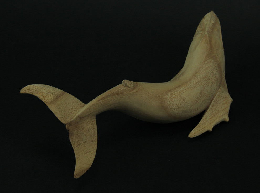 Hand Carved Wooden Swimming Humpback Whale Figure