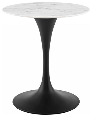 Modway Lippa 28" Round Artificial Marble Dining Table, BK/WH -EEI-3515-BLK-WHI