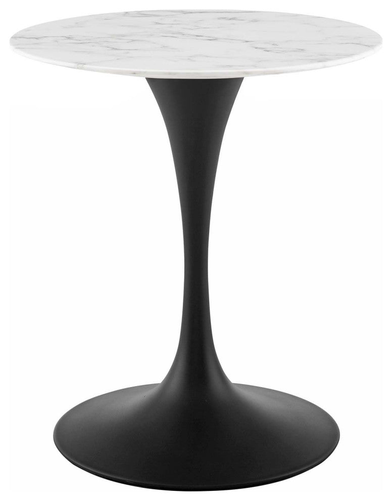 Modway Lippa 28" Round Artificial Marble Dining Table, BK/WH -EEI-3515-BLK-WHI