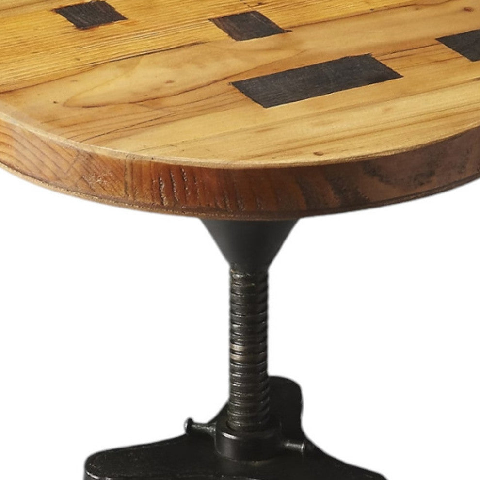 Brown and Black Manufactured Wood Iron Backless Counter Height Swivel Bar Chair