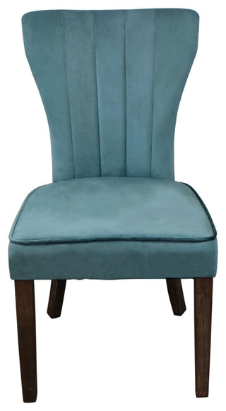 Sullivan 63" Dining Table With 6 Cleo Chairs, Teal Velvet Fabric