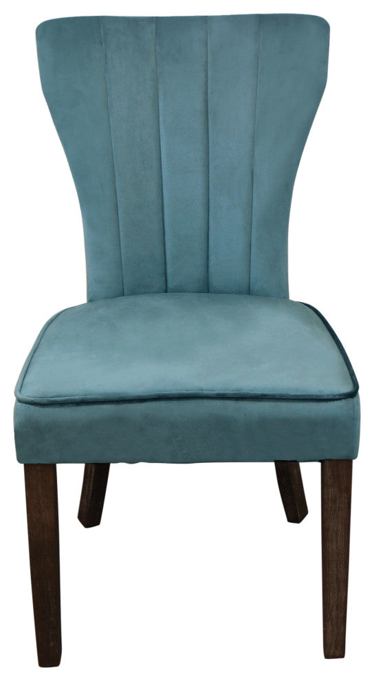 Sullivan 63" Dining Table With 6 Cleo Chairs, Teal Velvet Fabric