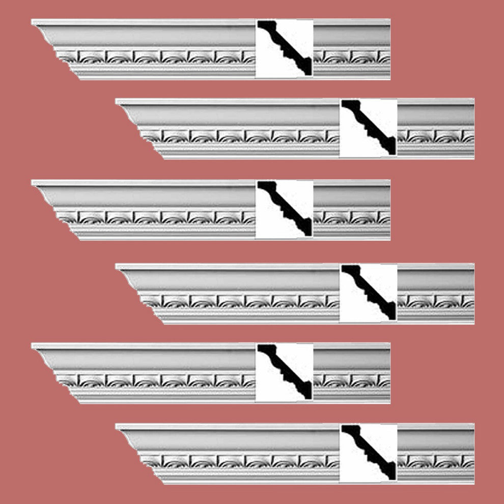 Ornate Cornice White Urethane Bellance Design 6 Pieces Totaling 564" Length