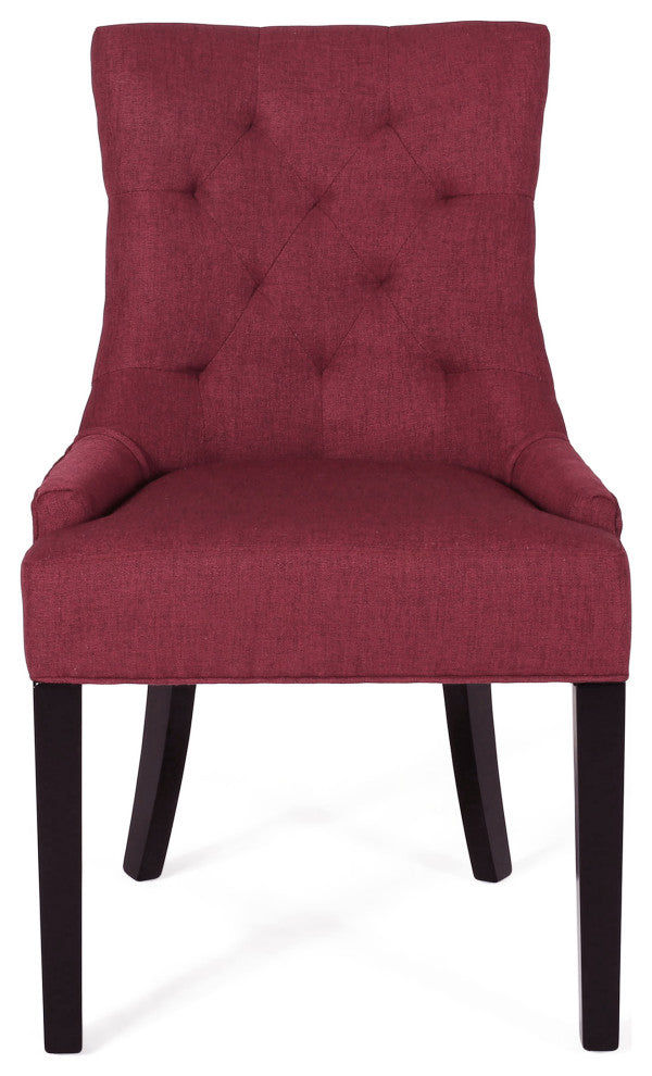Summer Contemporary Tufted Dining Chairs, Set of 2, Red, Fabric