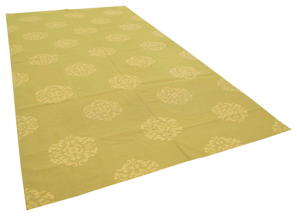 Rug N Carpet - Handmade Wool 7' 3'' x 13' 3'' Modern Design Dhurrie Kilim Rug