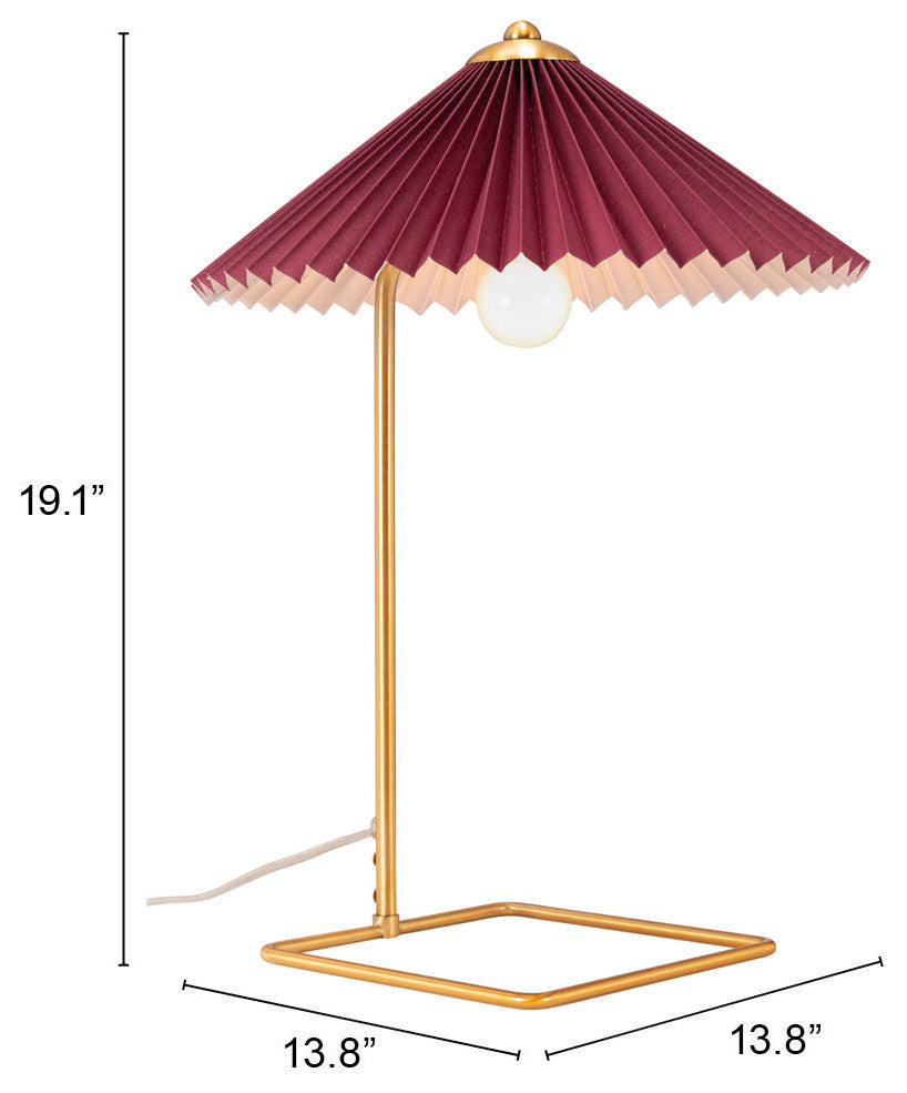 Table Lamp, Steel Metal, Red, Gold, Kitchen Lounge Bistro Lobby Hospitality
