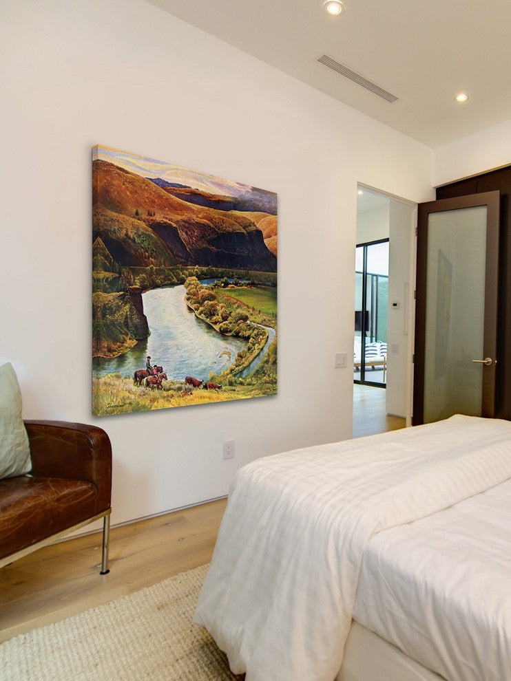 "Yakima River" Painting Print on Wrapped Canvas