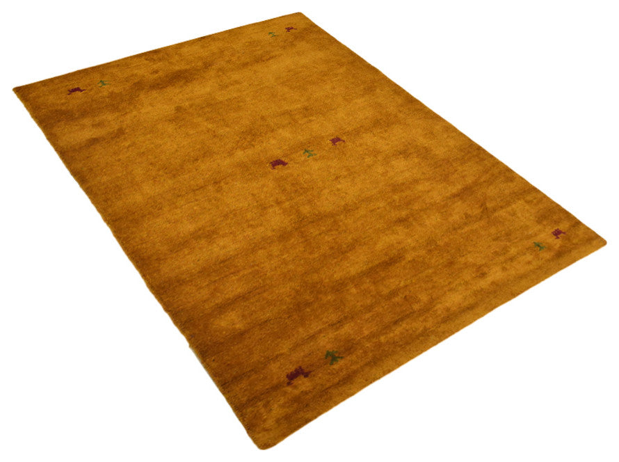 HAND KNOTTED LOOM SILK ECO-FRIENDLY AREA RUGS -6'x9',Rectangle,Gold,Contemporary