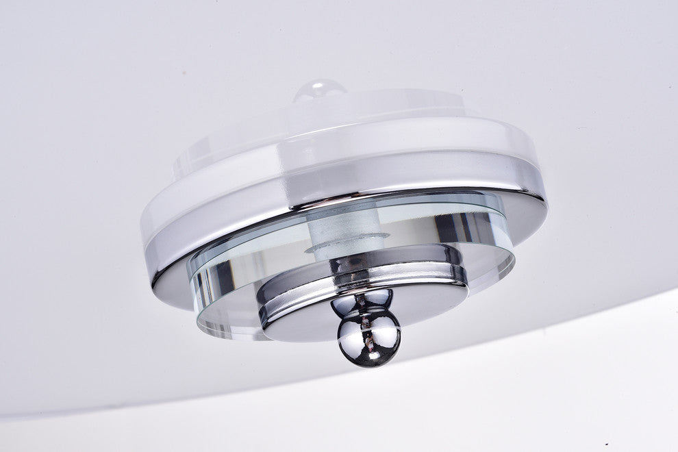 3-Light Decorated White Drum Semi Flush Mount Chrome Fixture Coastal Lighting