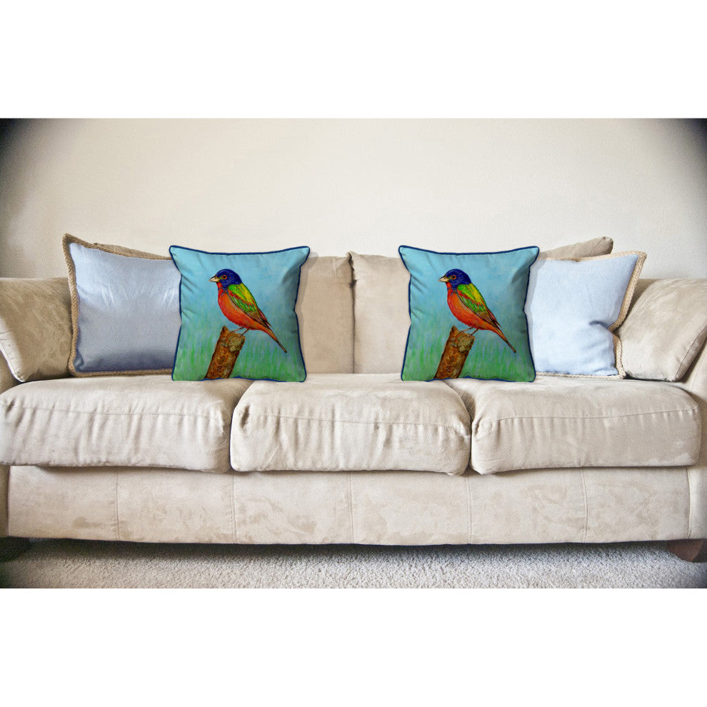 Painted Bunting Large Indoor/Outdoor Pillow 18x18