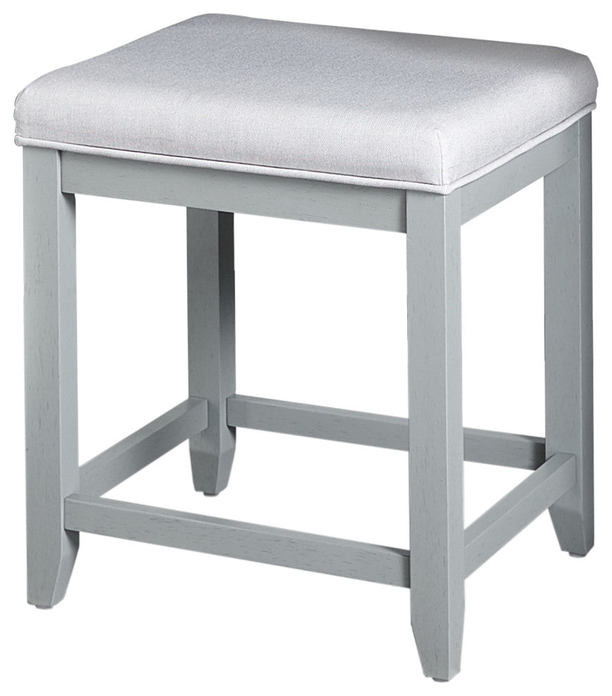 Vista Vanity Stool, Vintage Grey With Dove Grey Linen
