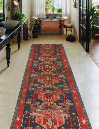 Fine Vintage Distressed Aeker Navy/Purple Runner, 2'3x9'9
