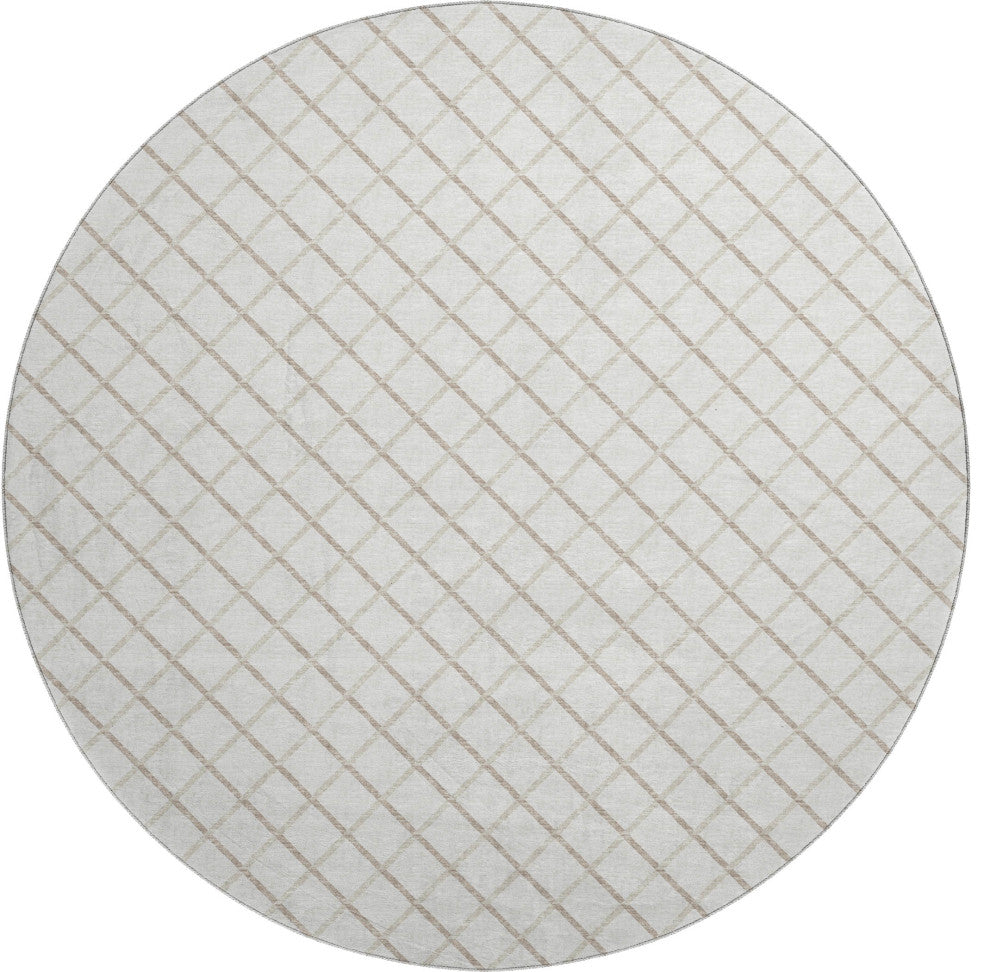 Addison Premium Washable Mayfield AMF140 Ivory 8'' x 8'' Round Rug