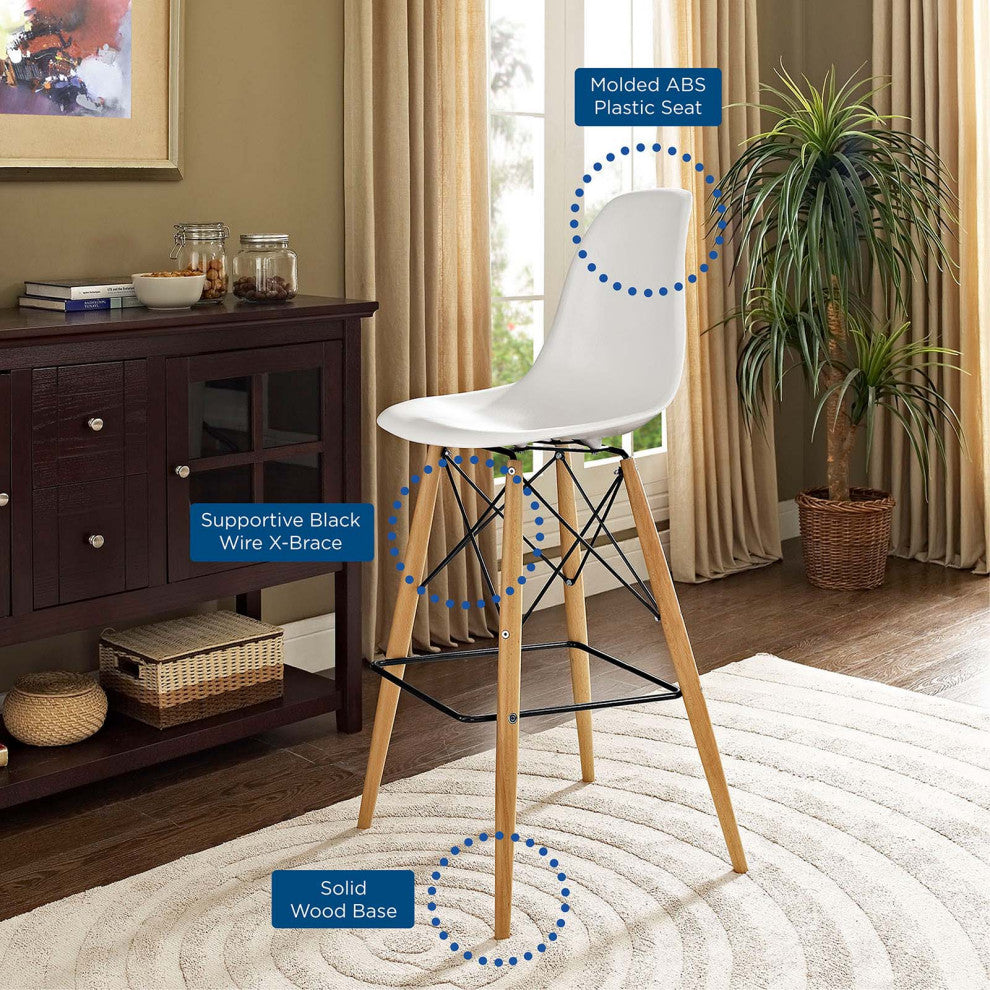 Modern White Pyramid Dining Side Bar Stool Set of 2