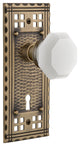 Craftsman Plate with Keyhole Passage Waldorf White Milk Glass Knob