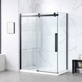 Bel Soft-Close Matte Black 60" Frameless Sliding Soft Close Shower Door