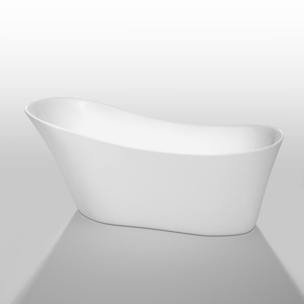 Wyndham WCBTO85467PCTRIM Janice Soaking Bathtub in White with Polished Chrome Tr