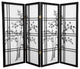 4' Tall Bamboo Tree Shoji Screen, Black, 4 Panels