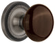 Rope Rosette Privacy Poreclain Door Knob, Antique Pewter