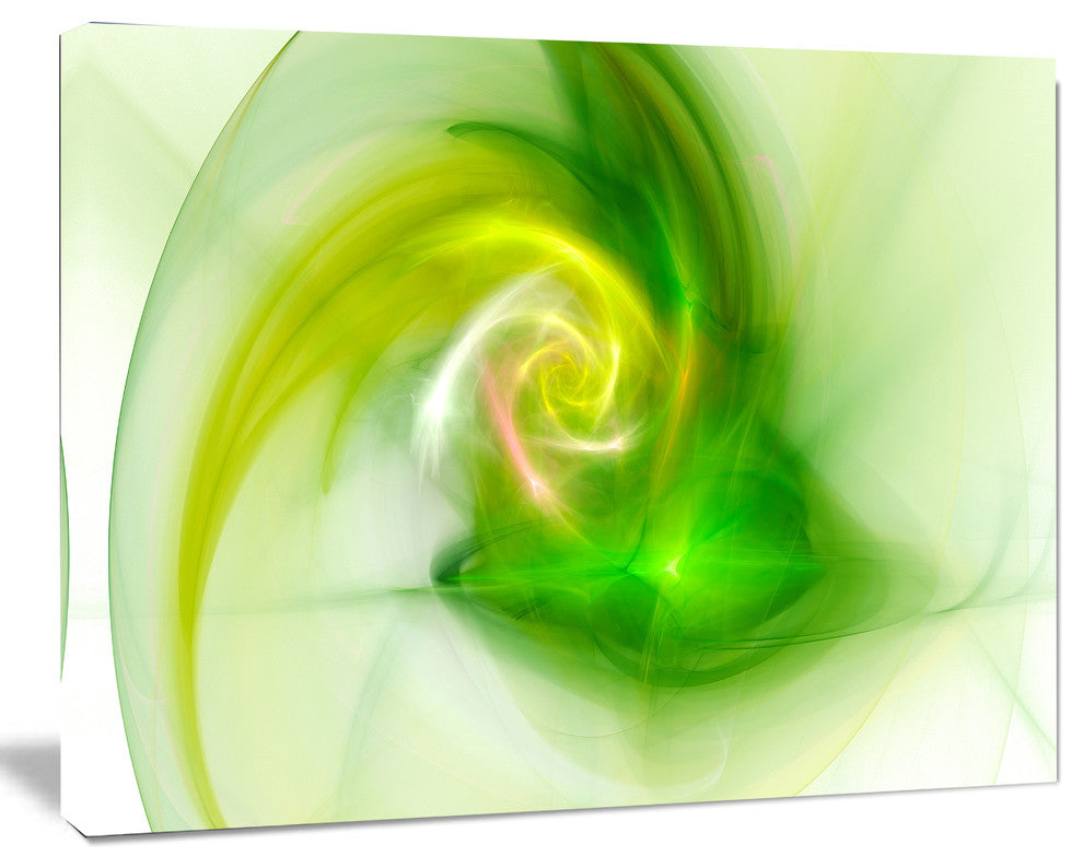 Bright Green Fractal Illustration, Oversized Abstract Canvas Wall Art, 60x40