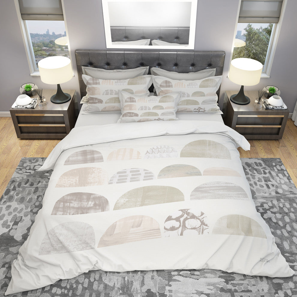 Geometric Neutral Form V Geometric Duvet Cover Set, King