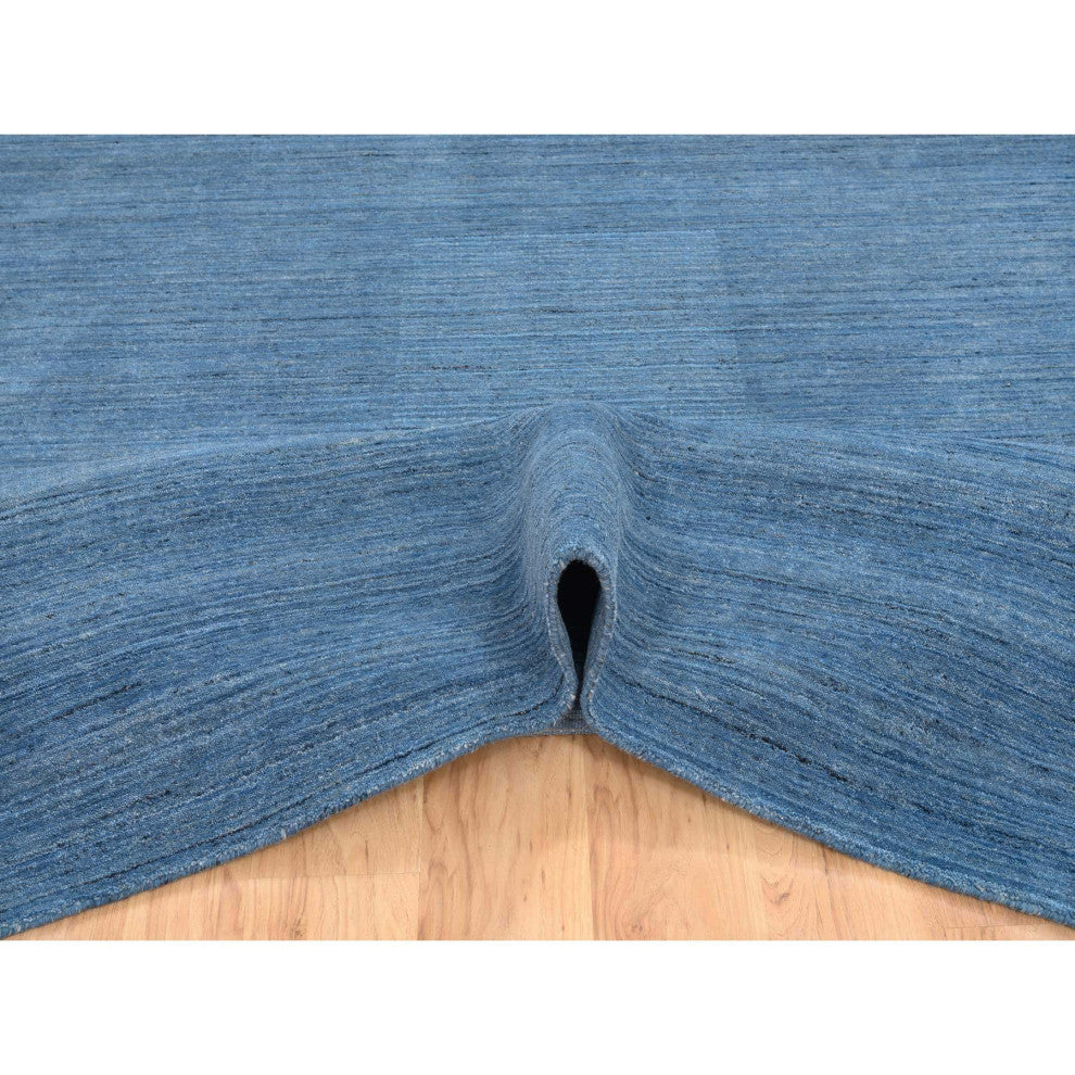Denim Blue, Modern Design, Soft and Plush Wool Hand Loomed, Rug, 9'0"x11'10"