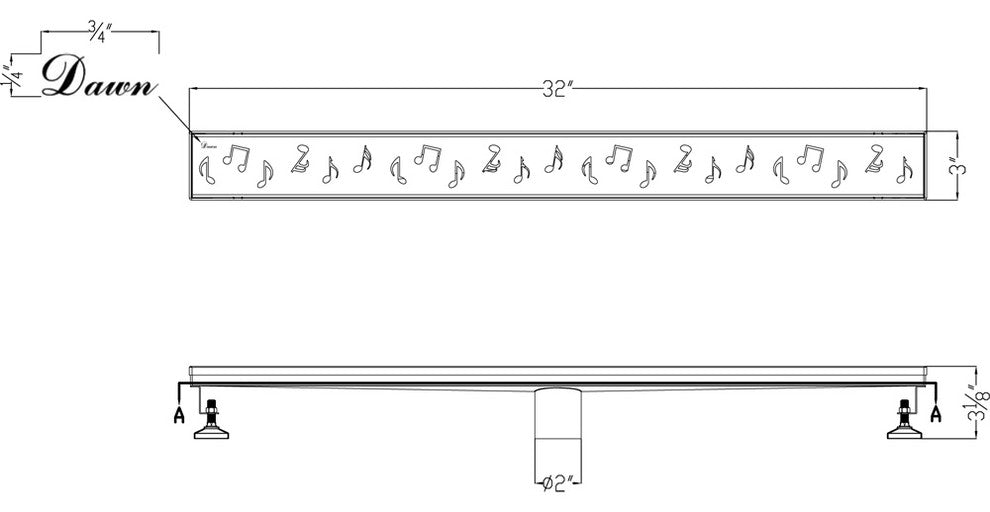 Dawn Seine River Series, Linear Shower Drain 32"L