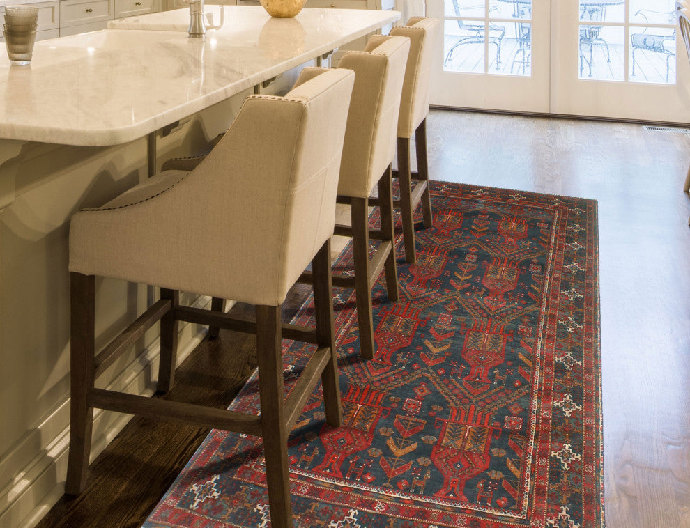 Fine Vintage Distressed Rohmal Charcoal/Red Runner, 4'0x7'8