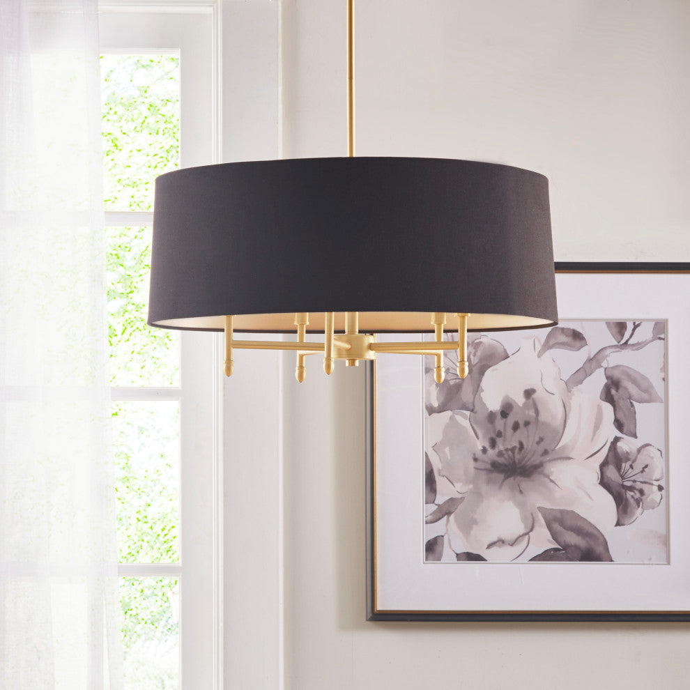 Hampton Hill 5-Light Dimmable Adjustable Height Chandelier, Gold/Black