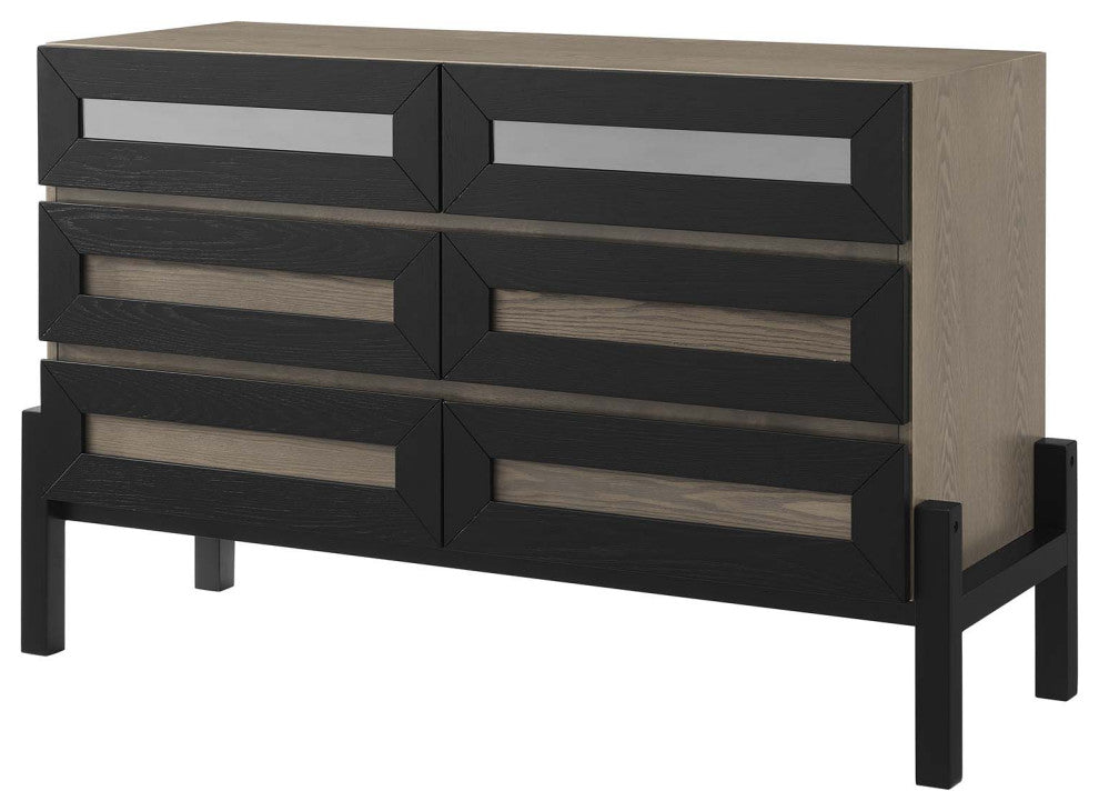 Dresser Drawer Chest Stand, Brown Oak, Wood, Modern, Mid Century Guest Suite