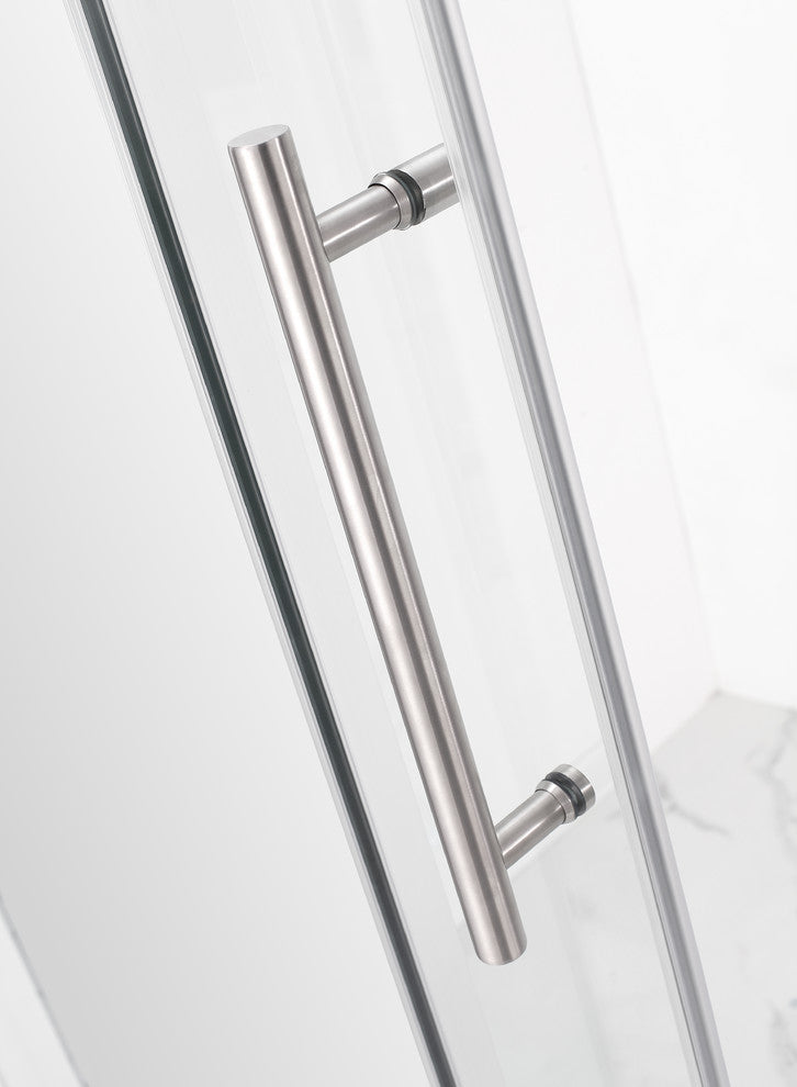 Coraline 44"-48"x76" Frameless Sliding Shower Door, Stainless Steel