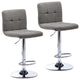 Set of 2 Armless Tufted Swivel Bar Stools, Gray-Fabric