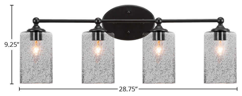 Capri 4-Light Bath Bar, Matte Black/Smoke Bubble