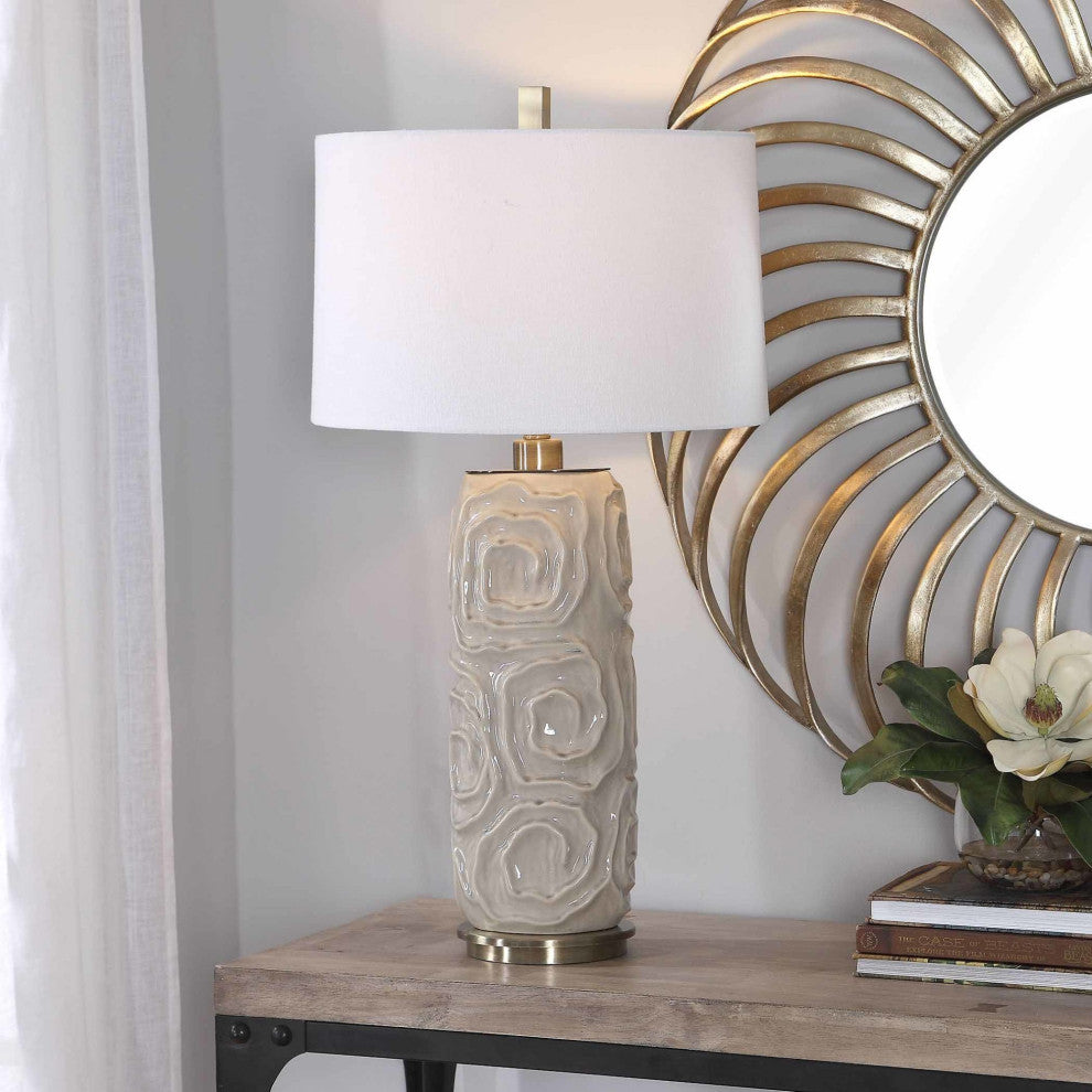 Uttermost 26379-1 Zade 34" Tall Column Table Lamp - Warm Gray