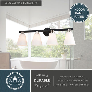 Vermont 4 Light Vanity Matte Black with Satin Nickel