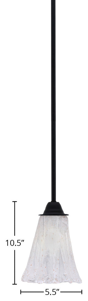 Paramount Mini Pendant, Matte Black, 5.5" Fluted Italian Ice Glass