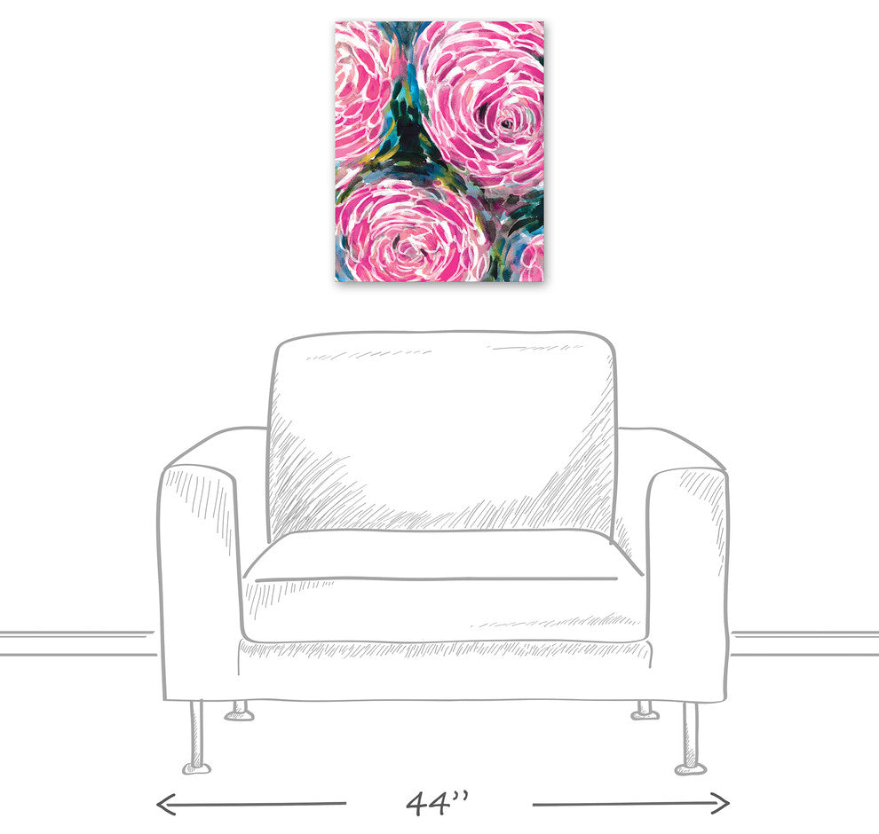 Painterly Pink Flowers 16x20 Canvas Wall Art