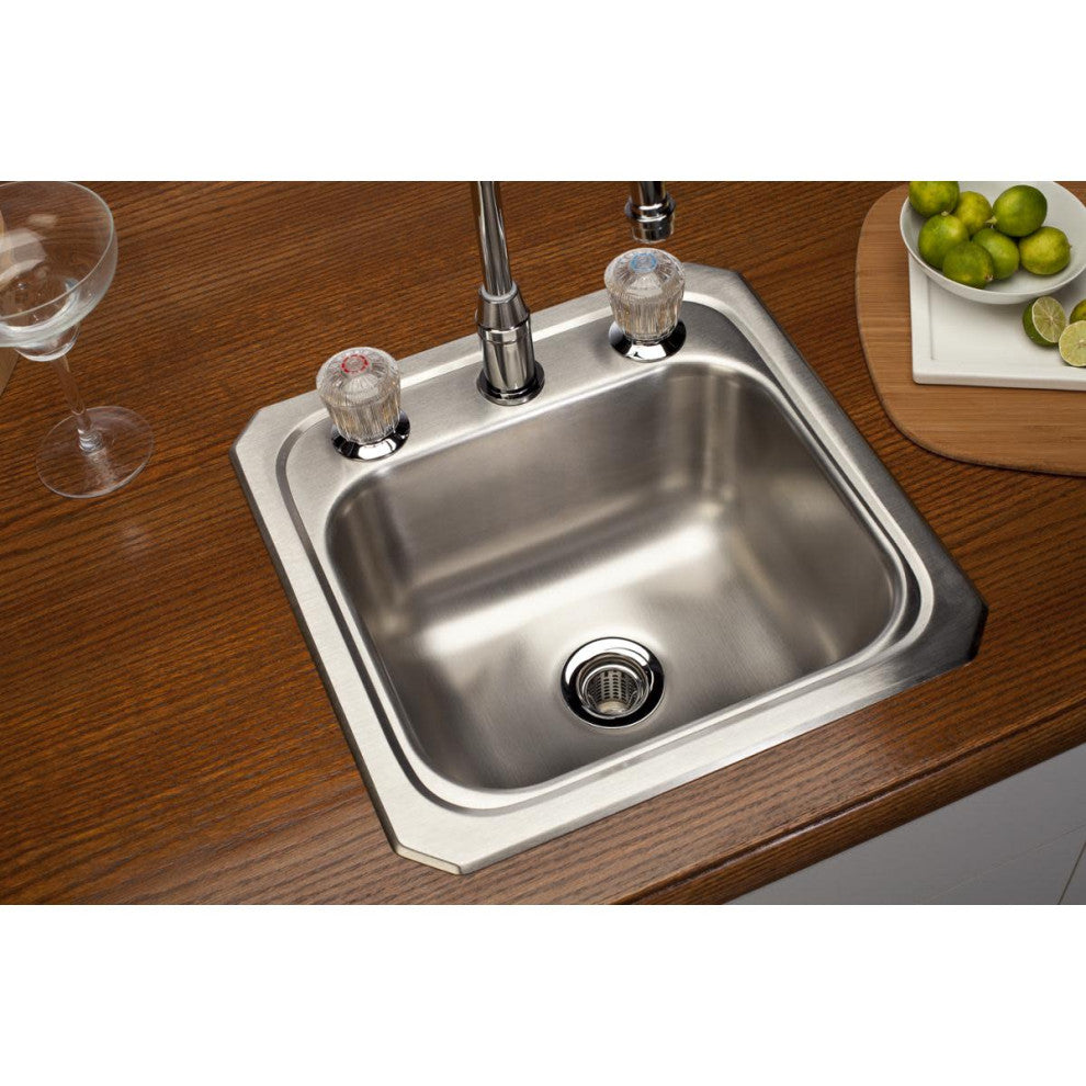 Elkay BCR15 Celebrity 15" Single Basin Drop In Stainless Steel - 3 Faucet Holes