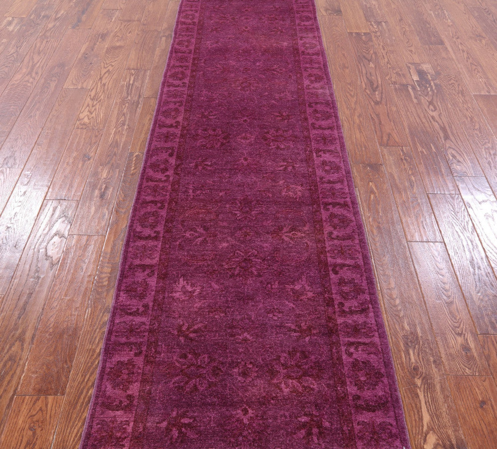 2' 8" X 9' 9" Runner Overdyed Full Pile Hand Knotted Wool Rug - Q12728