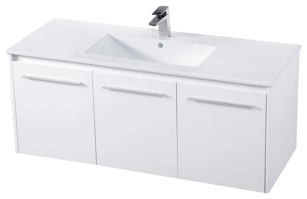 Single Bathroom Floating Vanity, White, 48"